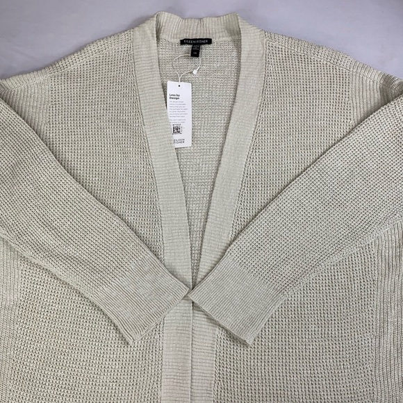 Eileen Fisher Women’s Open V Neck Cardigan Bone Long Sleeve Sweater Size L $248 - Picture 7 of 14